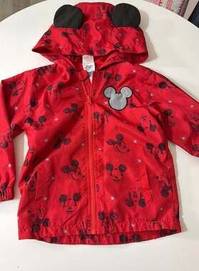 Disney Junior Mickey Mouse Red Windbreaker Jacket with 3D Ears toddler 4t